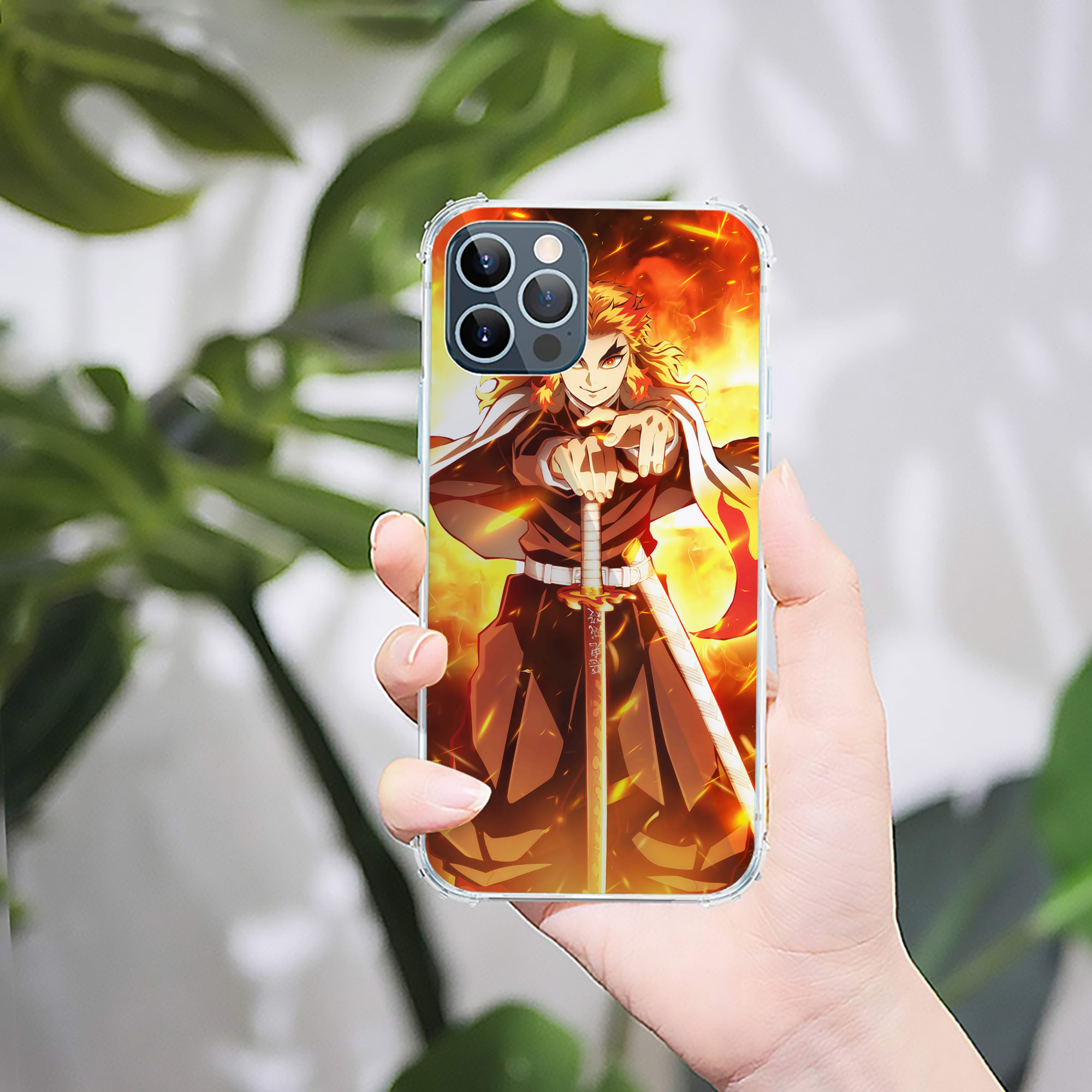 （画像用） 炎柱-煉󠄁獄 杏寿郎／れんごく きょうじゅろう Rengoku Kyoujurou 【iPhone 12シリーズ対応】透明スマホケース（クリアソフトケース）